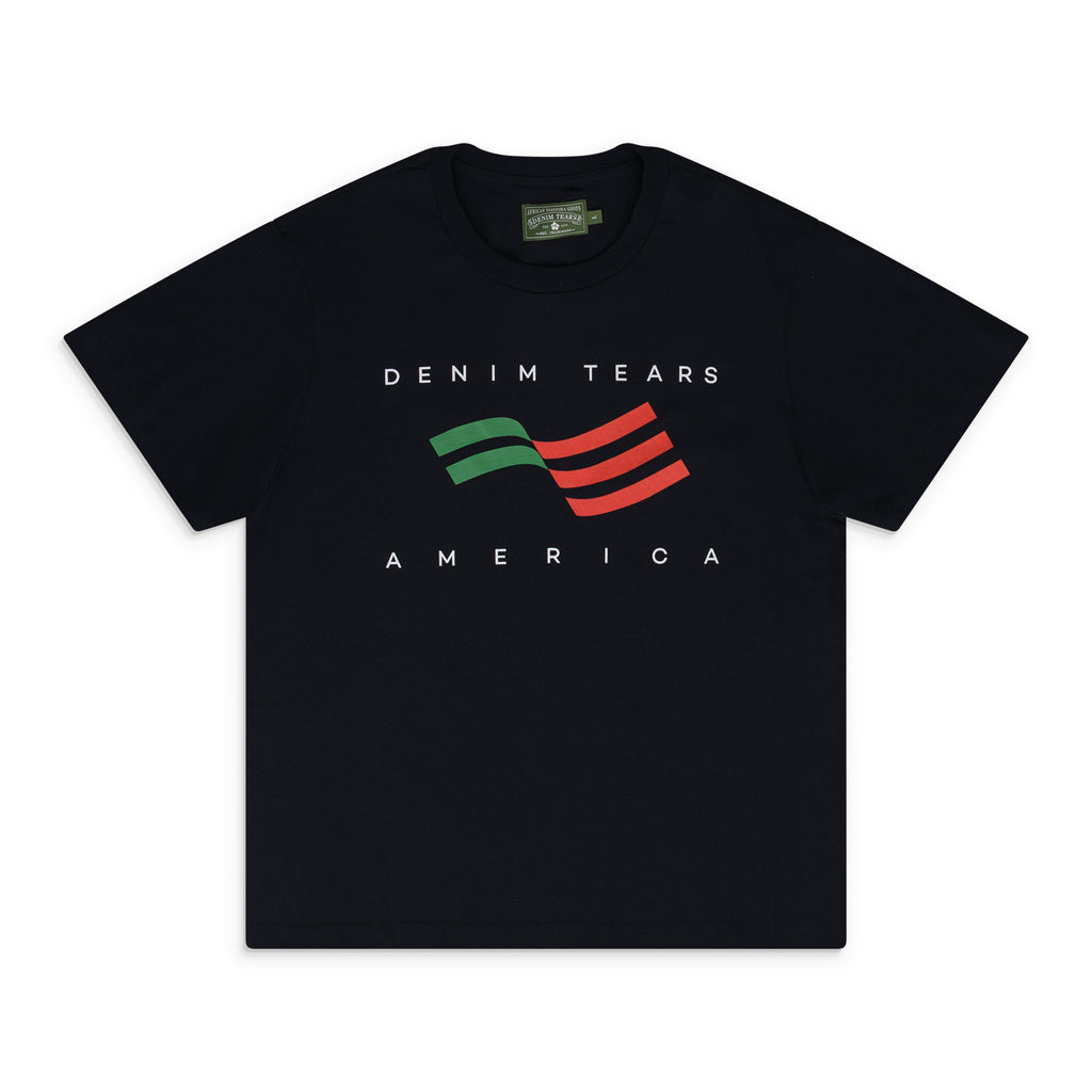 Denim Tears America Graphic Short Sleeve Tee Black Streetwear T‑Shirt